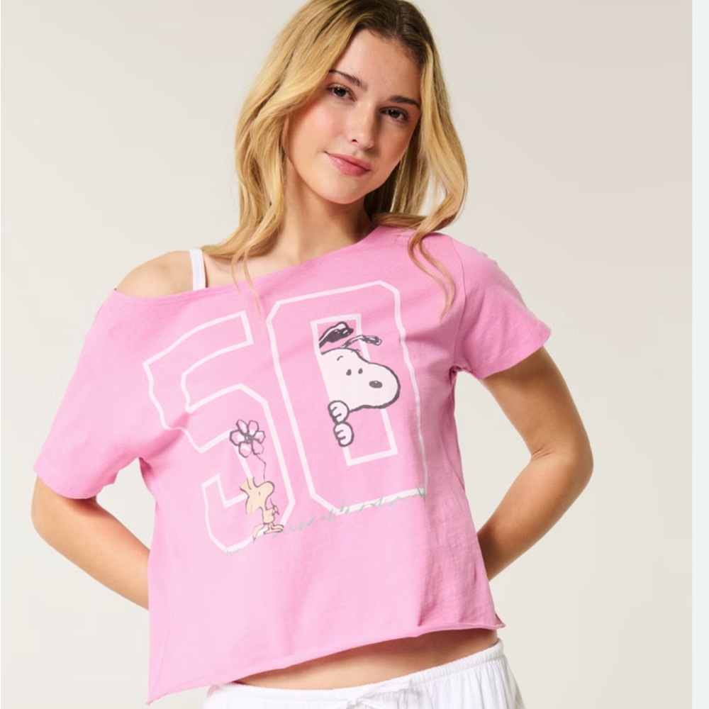 Hollister Pink Snoopy Graphic Tee
